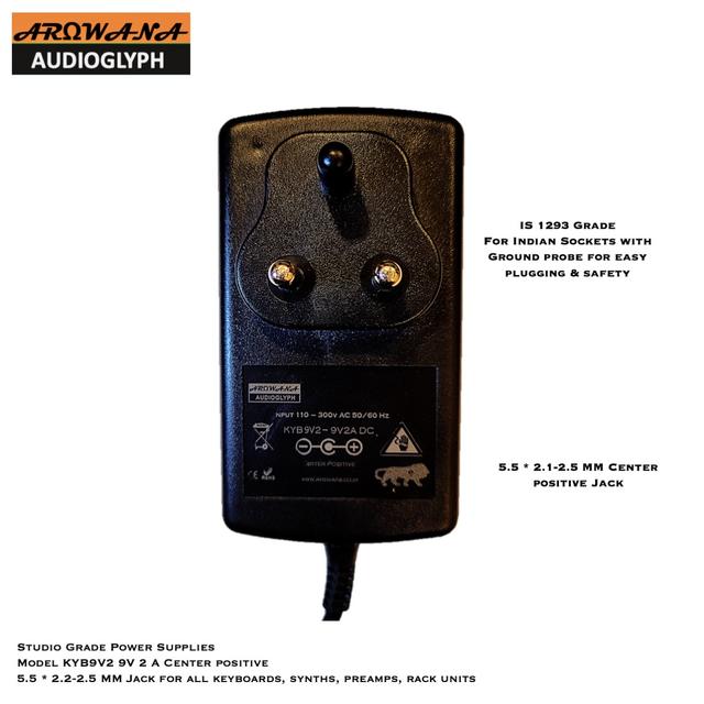 KYB9V2 Studio Grade Center Positive 9V 2A Power Supply for Keboards, Synthesizers & Preamps 1